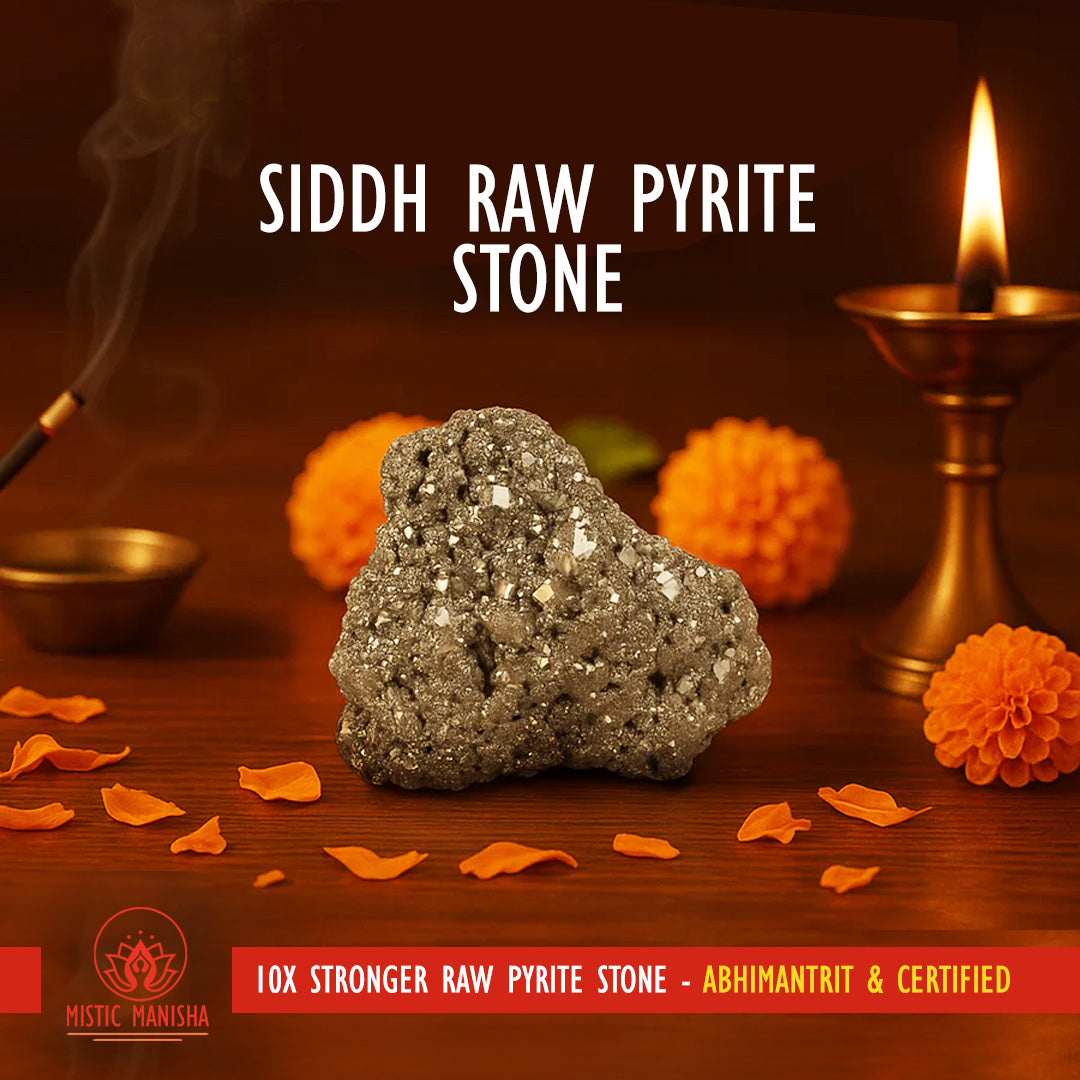 Siddh Raw Pyrite Stone For Financial Growth, Confidence & Success: Pre-Energized + Authentic + Certified by Mistic Manisha / (50–75g)