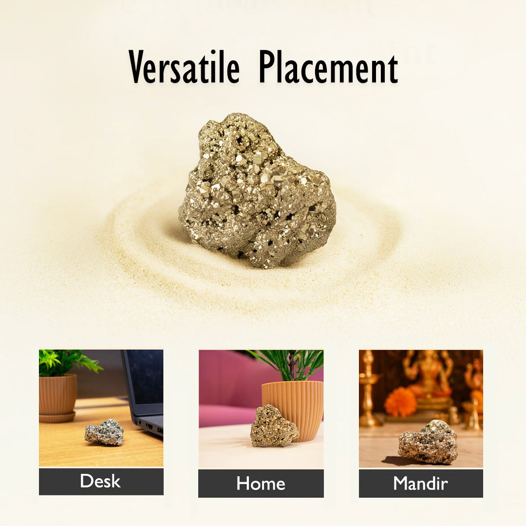 Siddh Raw Pyrite Stone For Financial Growth, Confidence & Success: Pre-Energized + Authentic + Certified by Mistic Manisha / (50–75g)