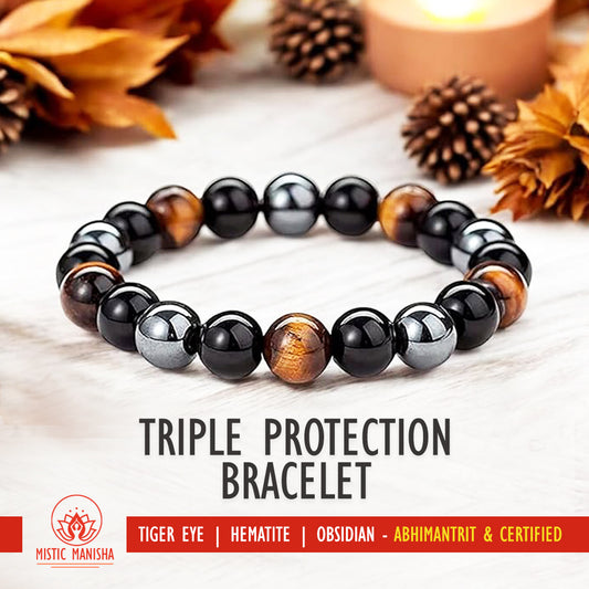 Triple Protection Bracelet For Power, Protection & Balance : Pre-Energized + Authentic + Certified by Mistic Manisha