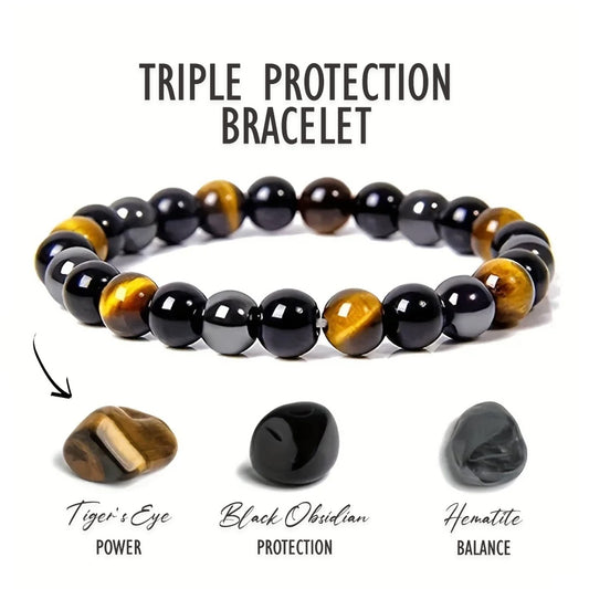 Triple Protection Bracelet For Power, Protection & Balance : Pre-Energized + Authentic + Certified by Mistic Manisha